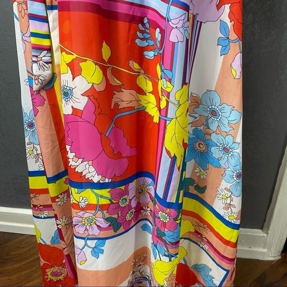 Stunningly vibrant Robbie Bee floral Colorblock abstract maxi dress adjustable - Picture 8 of 12